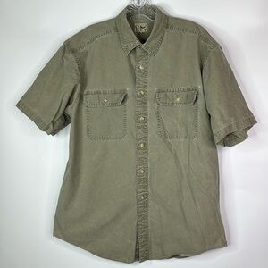 Vintage L.L. Bean OFCW9 Green Short Sleeve Button Up Shirt Medium